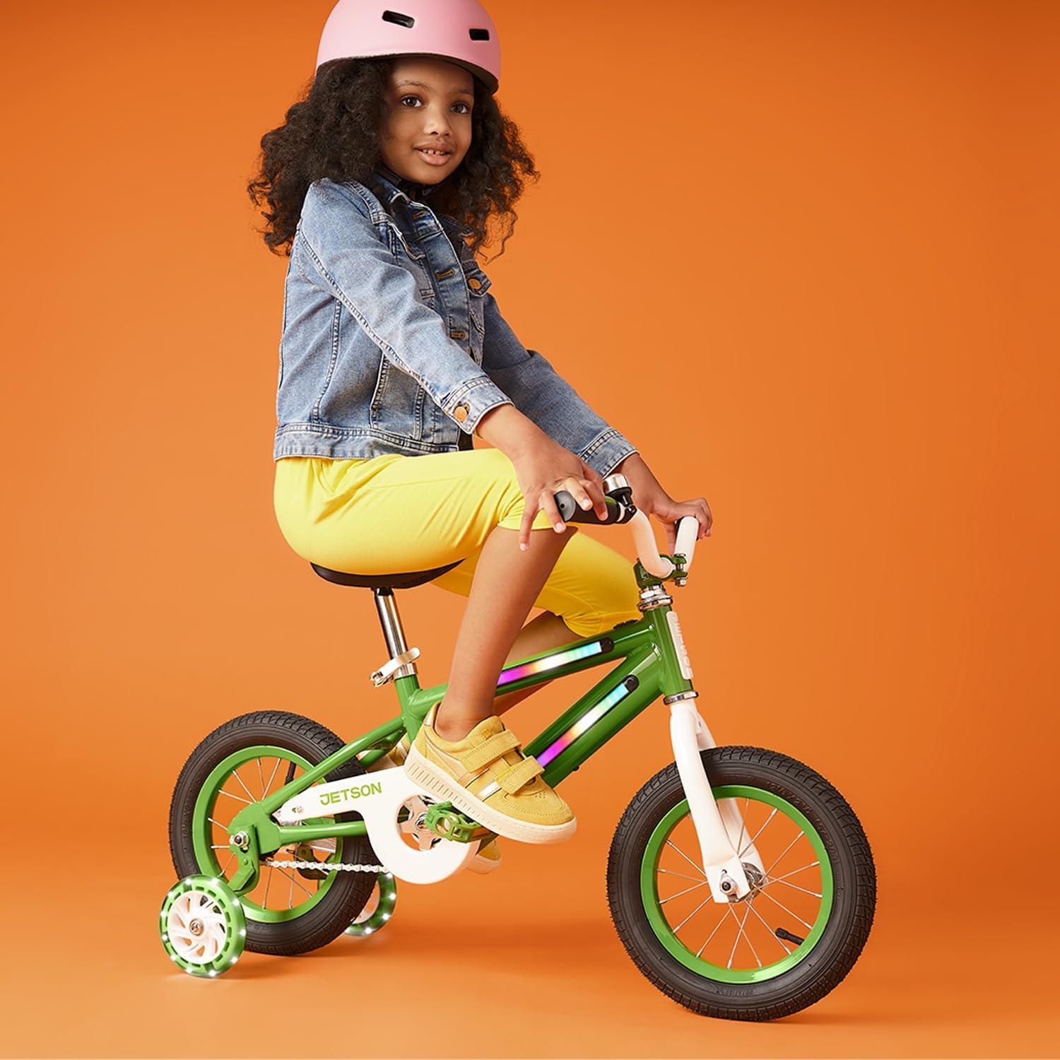 image:imageJetson Light Rider Kids Lightup Unisex Bike LED Lightup Frame 3 Different Light ModesGreen 12 Inch Tire
