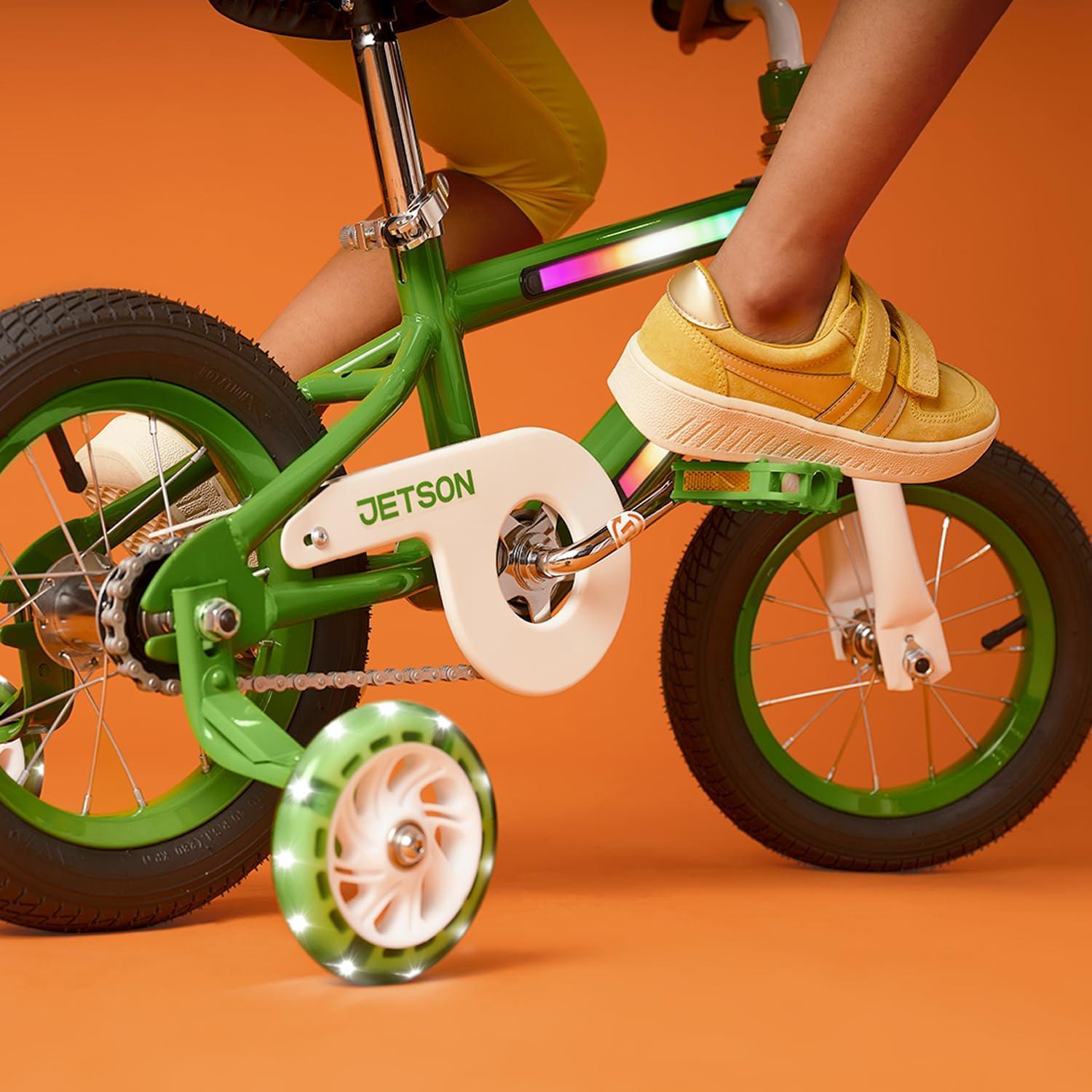 image:imageJetson Light Rider Kids Lightup Unisex Bike LED Lightup Frame 3 Different Light ModesGreen 12 Inch Tire