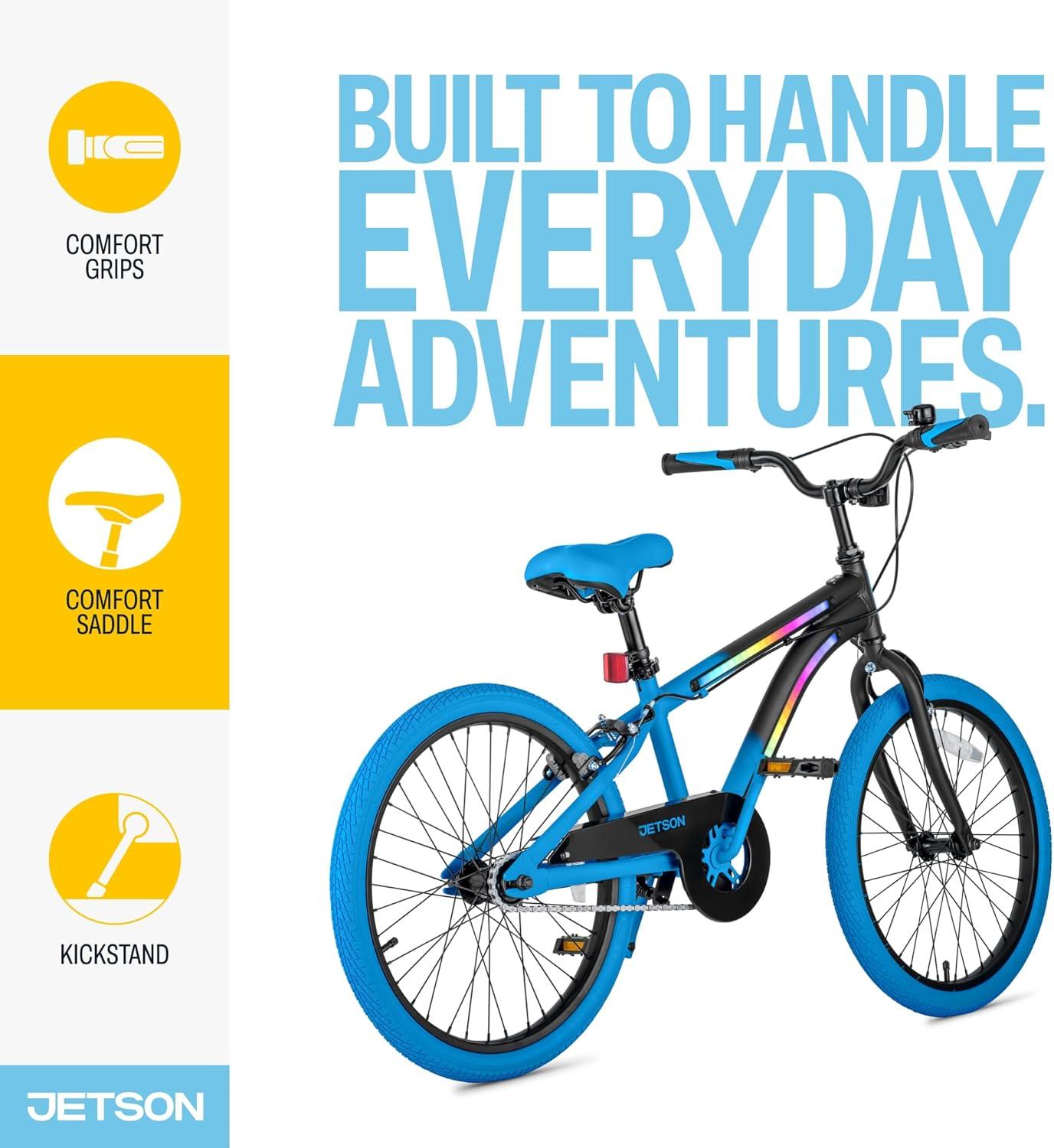 image:imageJetson Light Rider Kids Lightup Unisex Bike LED Lightup Frame 3 Different Light ModesOmbre Blue 20 Inch Tire