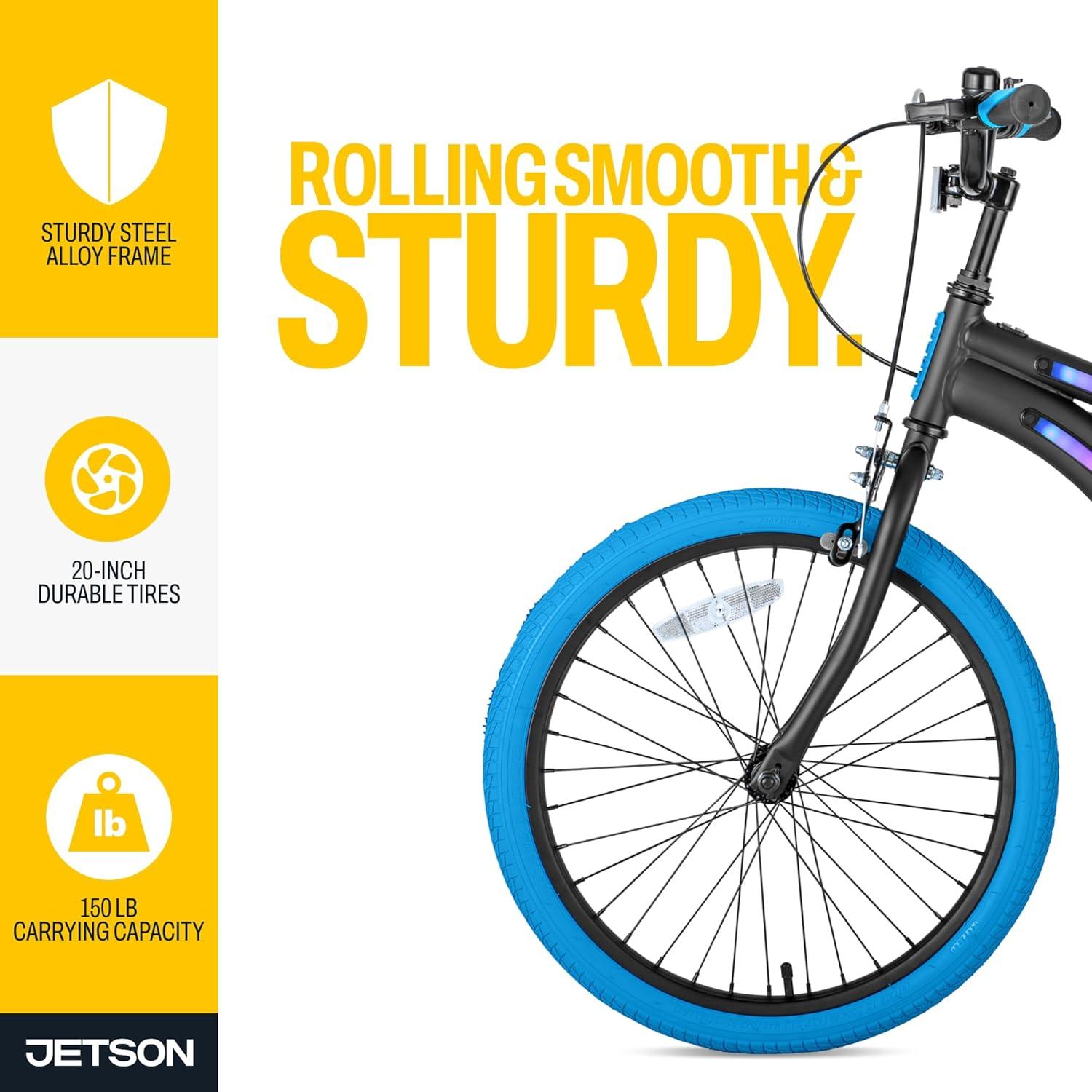 image:imageJetson Light Rider Kids Lightup Unisex Bike LED Lightup Frame 3 Different Light ModesOmbre Blue 20 Inch Tire