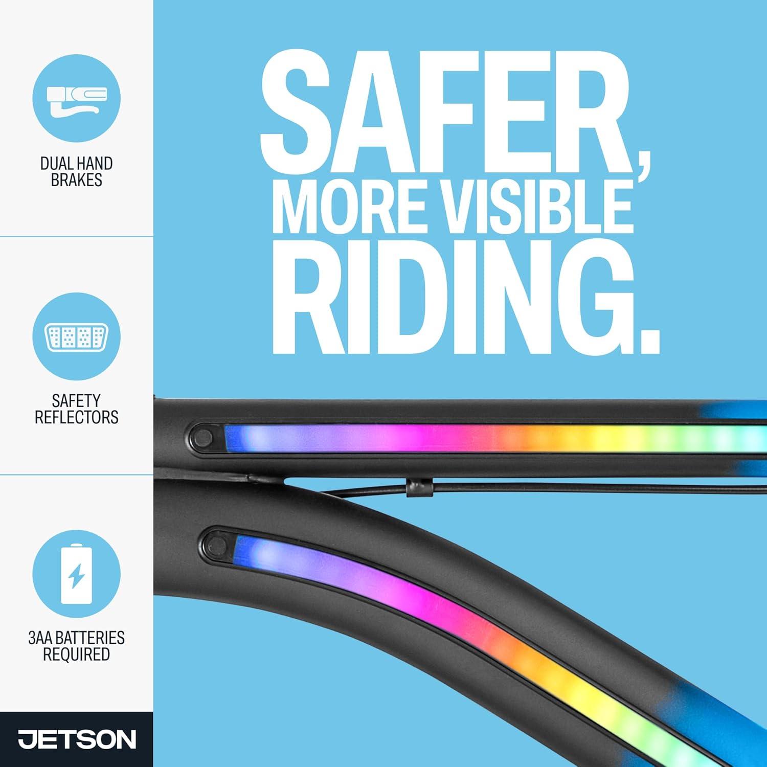 image:imageJetson Light Rider Kids Lightup Unisex Bike LED Lightup Frame 3 Different Light ModesOmbre Blue 20 Inch Tire