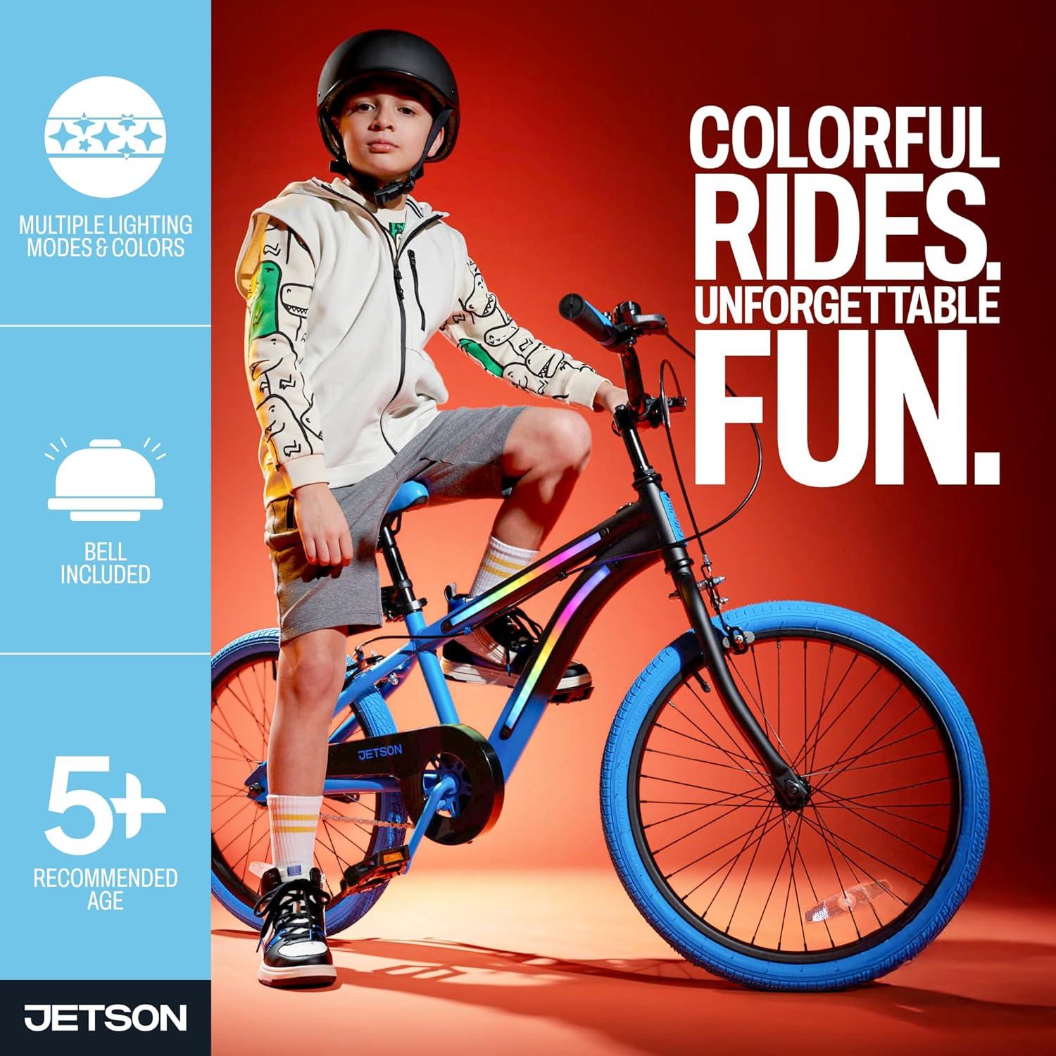 image:imageJetson Light Rider Kids Lightup Unisex Bike LED Lightup Frame 3 Different Light ModesOmbre Blue 20 Inch Tire
