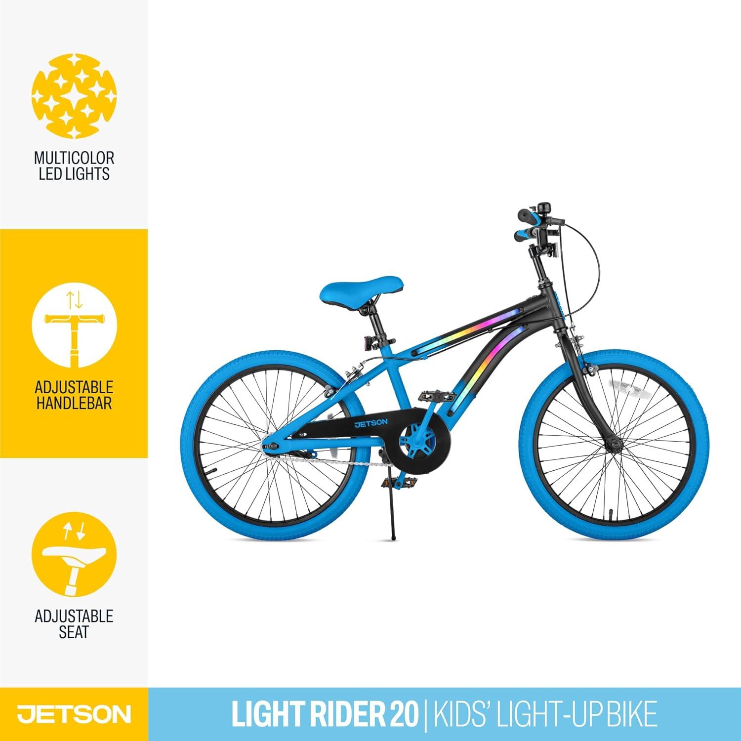 image:imageJetson Light Rider Kids Lightup Unisex Bike LED Lightup Frame 3 Different Light ModesOmbre Blue 20 Inch Tire