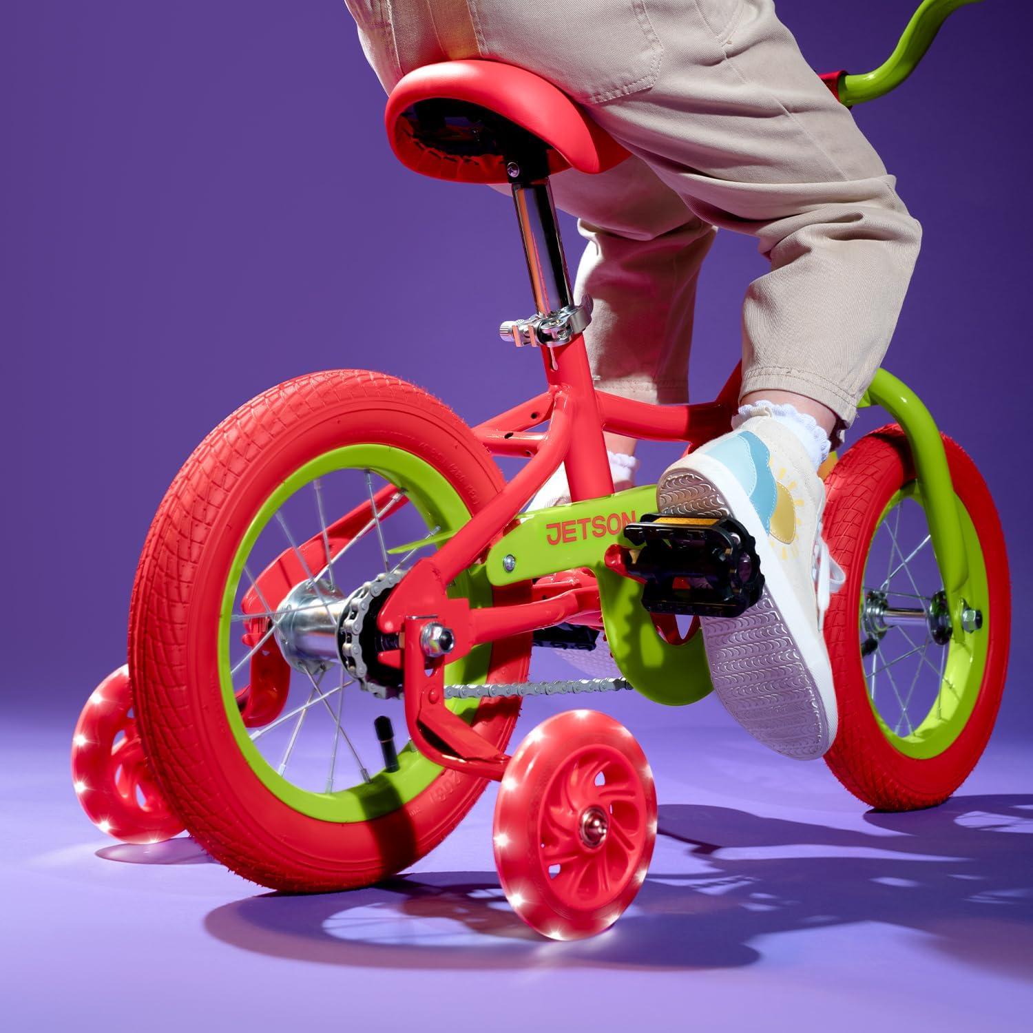 image:imageJetson Light Rider Kids Lightup Unisex Bike LED Lightup Frame 3 Different Light ModesRedGreen 12 Inch Tire