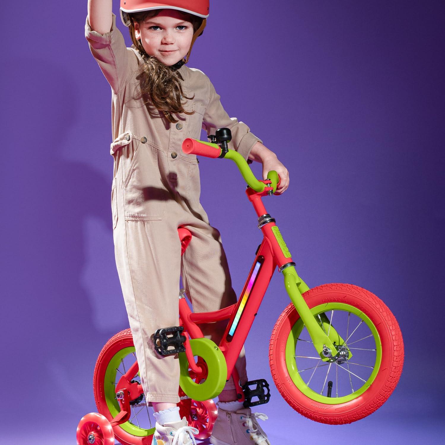 image:imageJetson Light Rider Kids Lightup Unisex Bike LED Lightup Frame 3 Different Light ModesRedGreen 12 Inch Tire