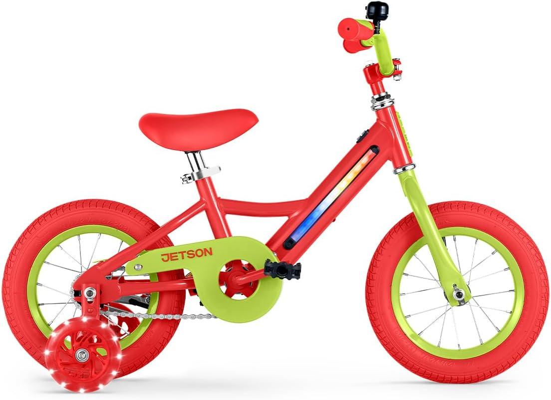 image:imageJetson Light Rider Kids Lightup Unisex Bike LED Lightup Frame 3 Different Light ModesRedGreen 12 Inch Tire