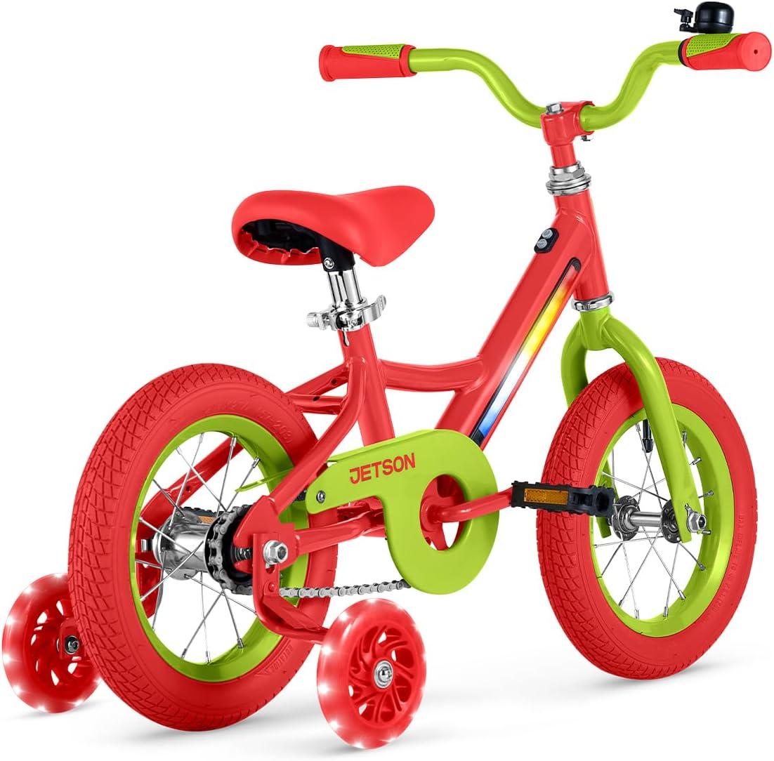 image:imageJetson Light Rider Kids Lightup Unisex Bike LED Lightup Frame 3 Different Light ModesRedGreen 12 Inch Tire