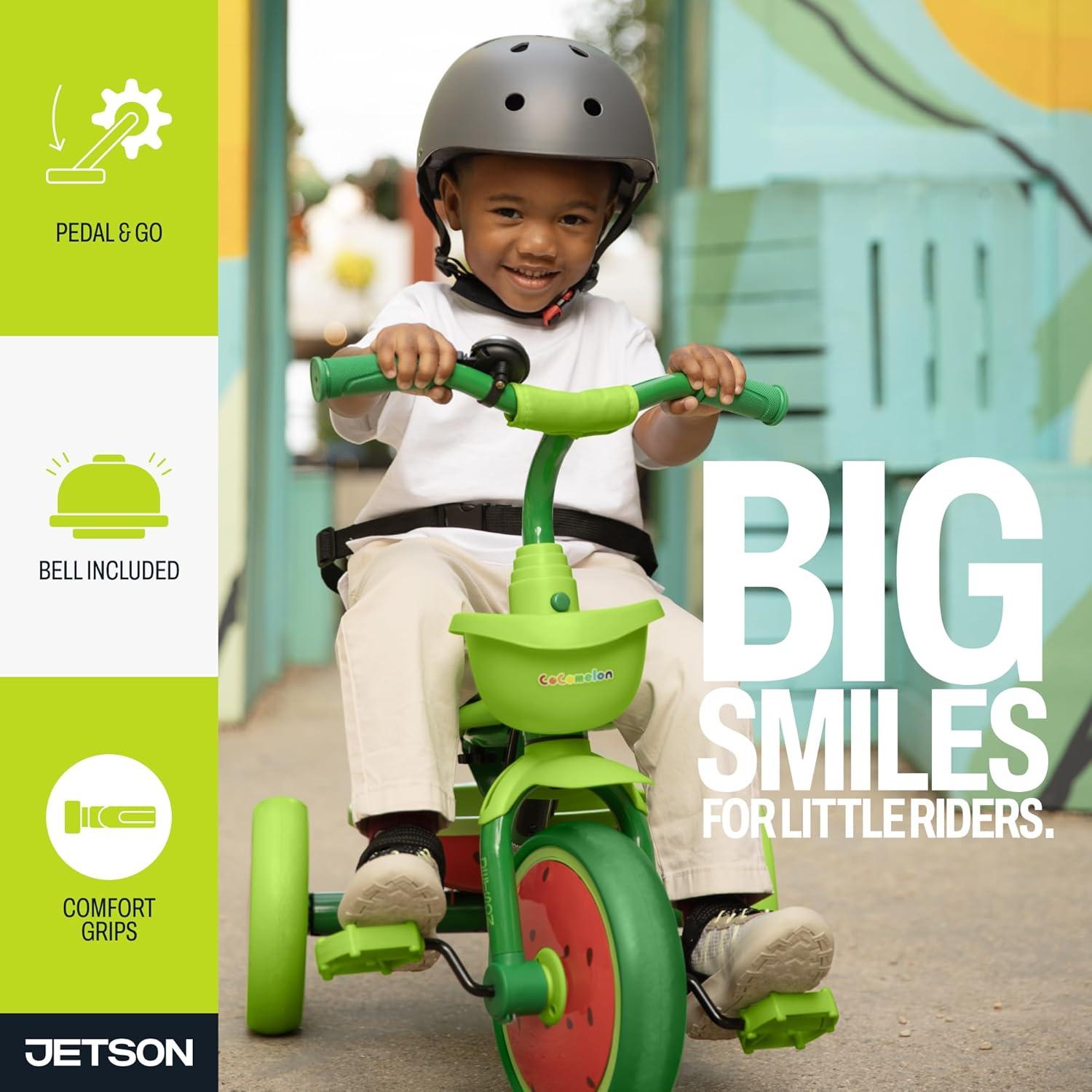 image:imageJetson LightUp Trike Front and Rear Baskets MultiColored LED Lights Seatbelt and BellCocomelon Green
