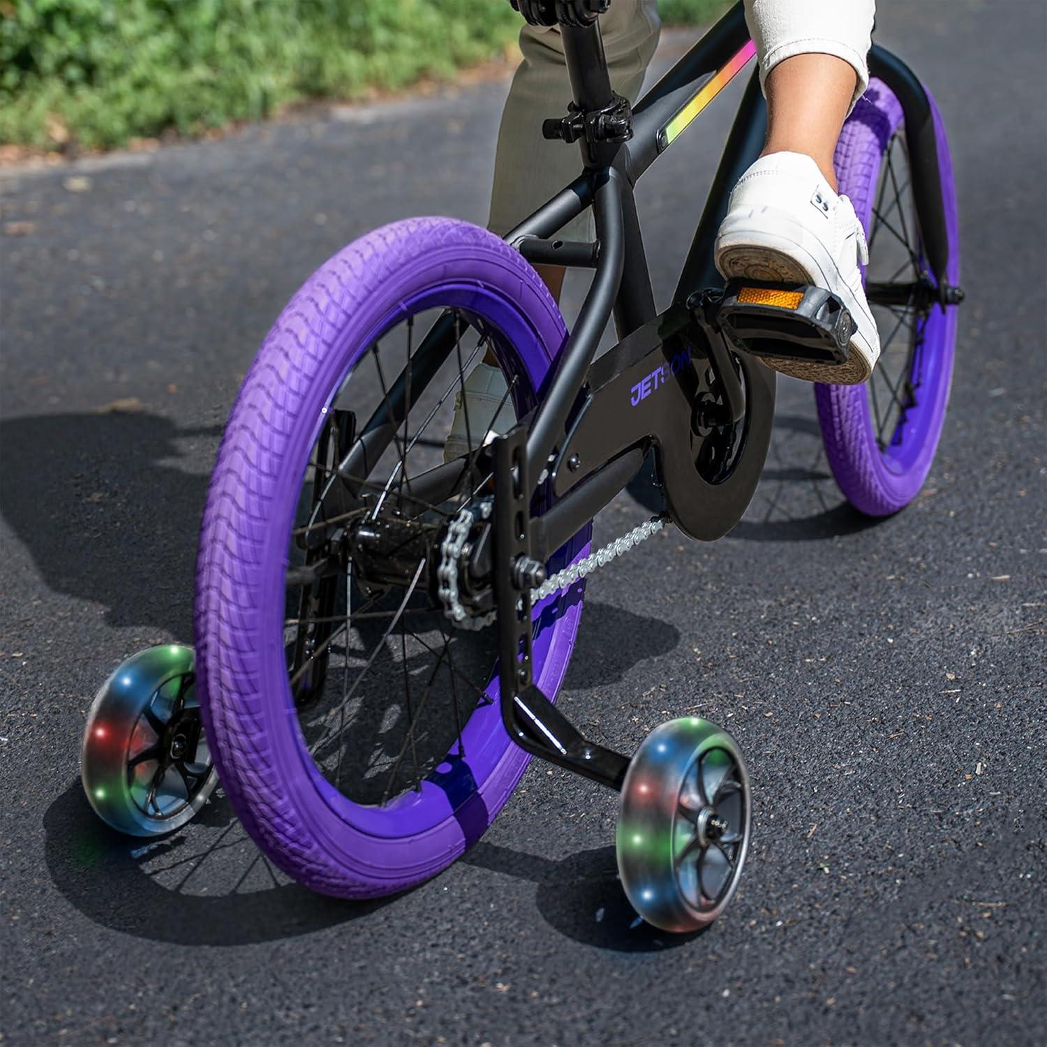 image:imageJetson Spark LightUp Training Wheel Accessory Motion Activated LED LightUp Wheels 4 Inch Wheels Fits Most Bike Wheels From 12 to 2 inches Ages 3 Black JSPRK2BLK