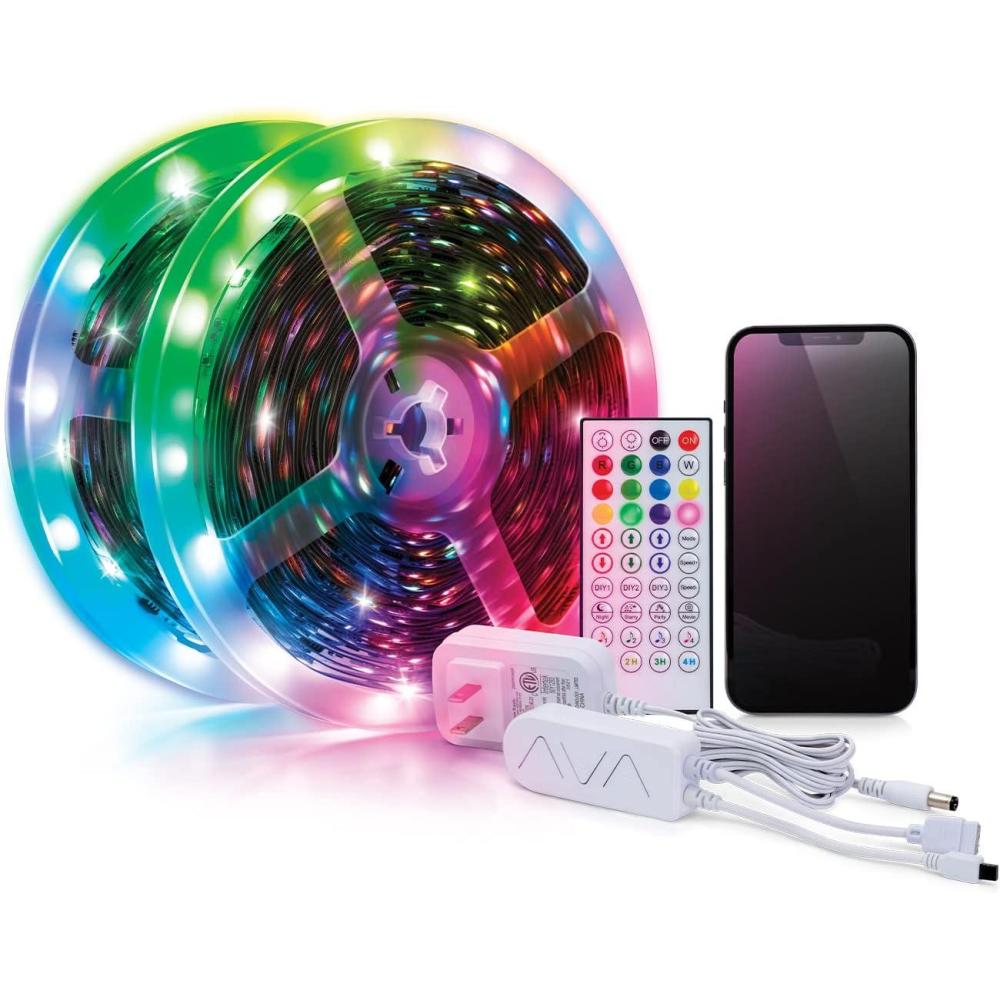 image:imageAmber Volt LED LightUp Strips 64Foot Long Full Color Spectrum Gradient Color Technology App Control Remote Syncs to Music Dimmer 9 Dynamic Modes DIY Modes Timer AC Powered AVOLT64Volt