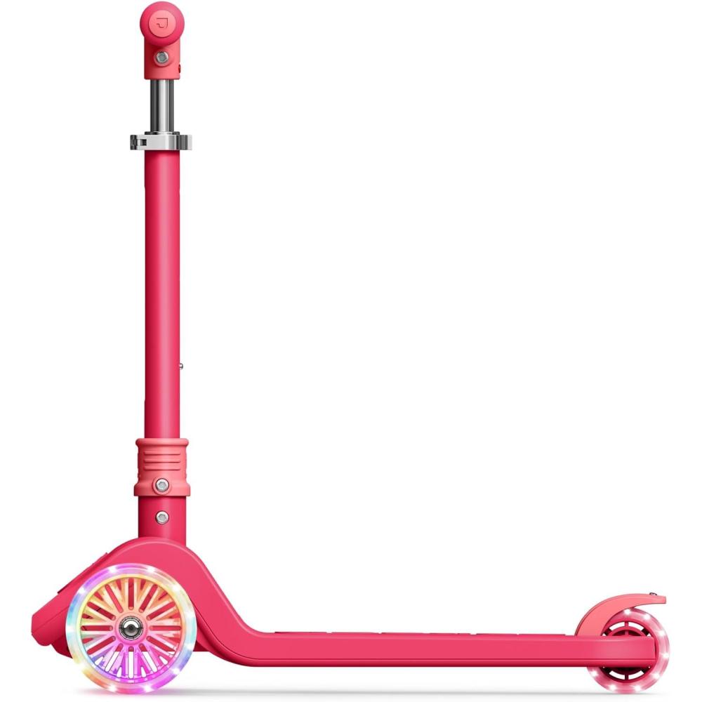 image:imageJetson 3Wheel LightUp Kick Scooter Lights on Stem amp Wheels Height Adjustable Handlebar Rear Brake Foldable Ages 3Bloom Pink