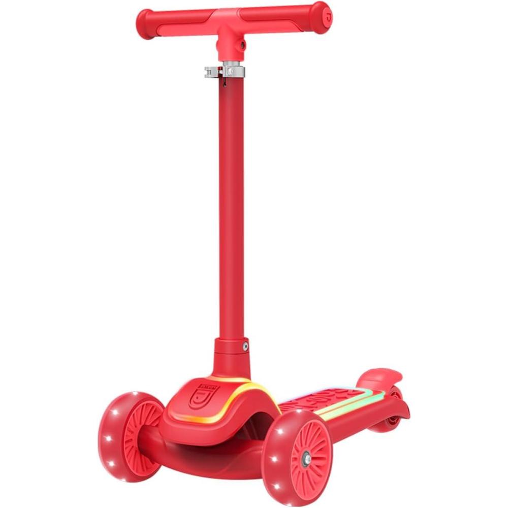 image:imageJetson 3Wheel LightUp Kick Scooter Lights on Stem amp Wheels Height Adjustable Handlebar Rear Brake Foldable Ages 3Halos Red