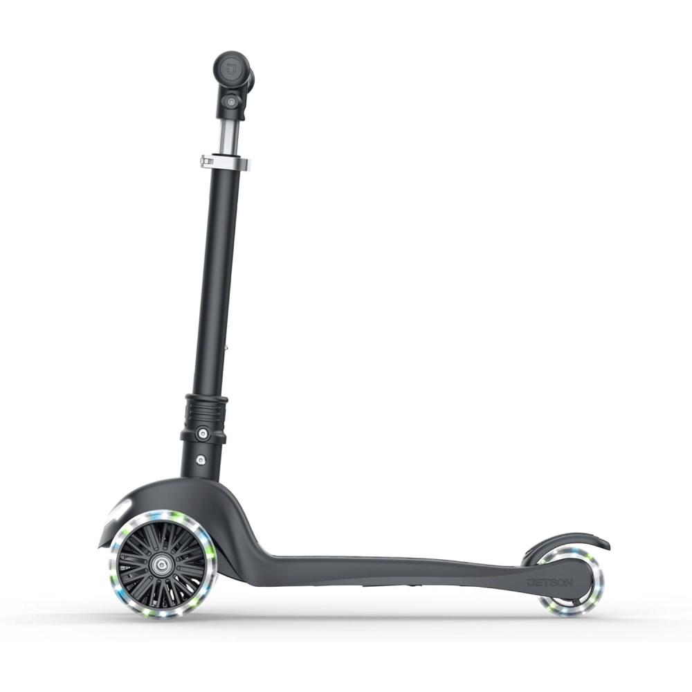 image:imageJetson 3Wheel LightUp Kick Scooter Lights on Stem amp Wheels Height Adjustable Handlebar Rear Brake Foldable Ages 3Leap Black
