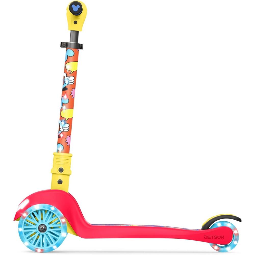 image:imageJetson Character Kids Kick Scooter LED Lights on Stem amp LightUp Wheels Lightweight Frame HeightAdjustable Handlebar LeantoSteer System EasyFold MechanismMickey