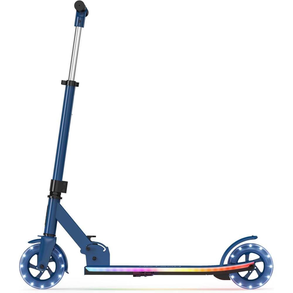 image:imageJetson Jupiter Kids 2Wheel LightUp Kick Scooter LED Lights on Handlebar Stem Wheels amp Deck Adjustable Handlebar Rear Brake EasyFolding Mechanism Ages 5Highlight Blue