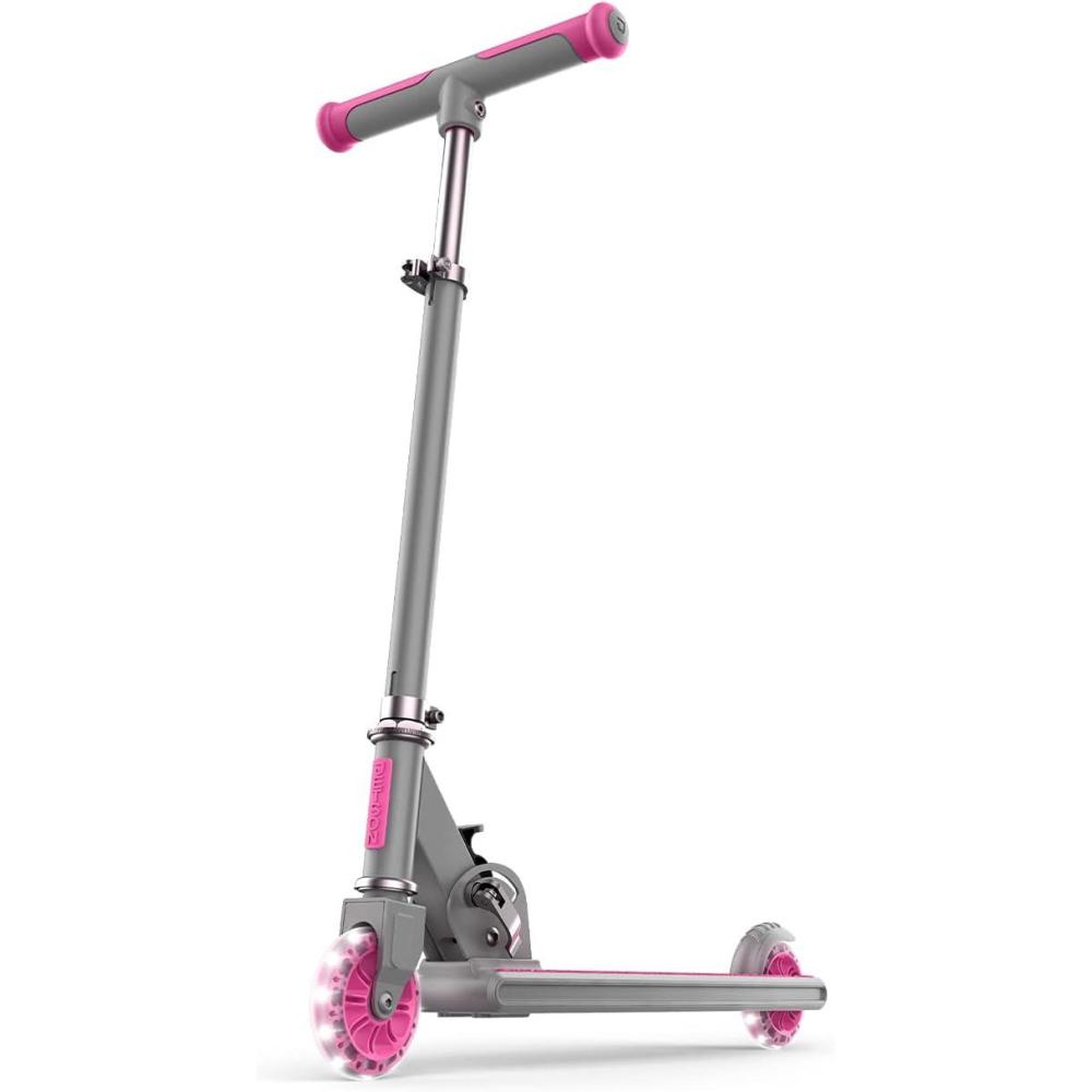 image:imageJetson Leo Folding Kick Scooter Easy Folding Mechanism LightUp Wheels HeightAdjustable Handlebar Rear Foot BrakeAges 5Pink
