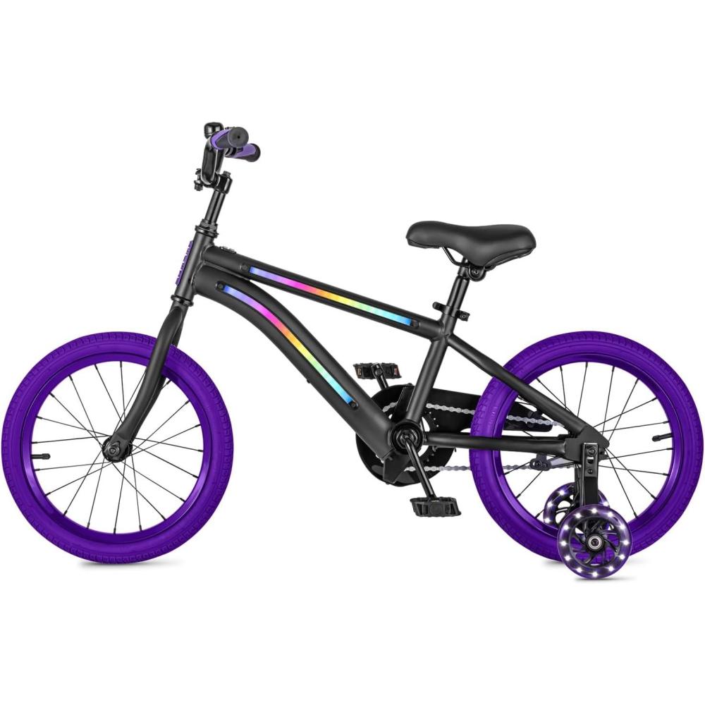 image:imageJetson Light Rider Kids Lightup Unisex Bike LED Lightup Frame 3 Different Light ModesBlackPurple 16 Inch Tire