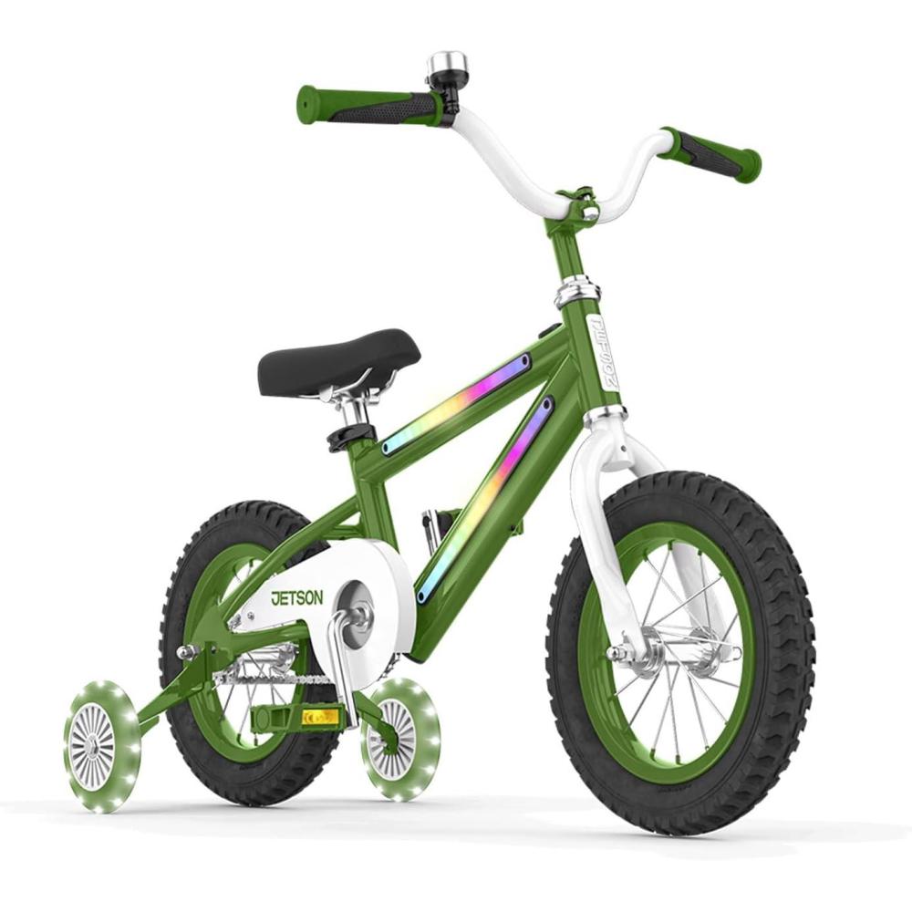 image:imageJetson Light Rider Kids Lightup Unisex Bike LED Lightup Frame 3 Different Light ModesGreen 12 Inch Tire