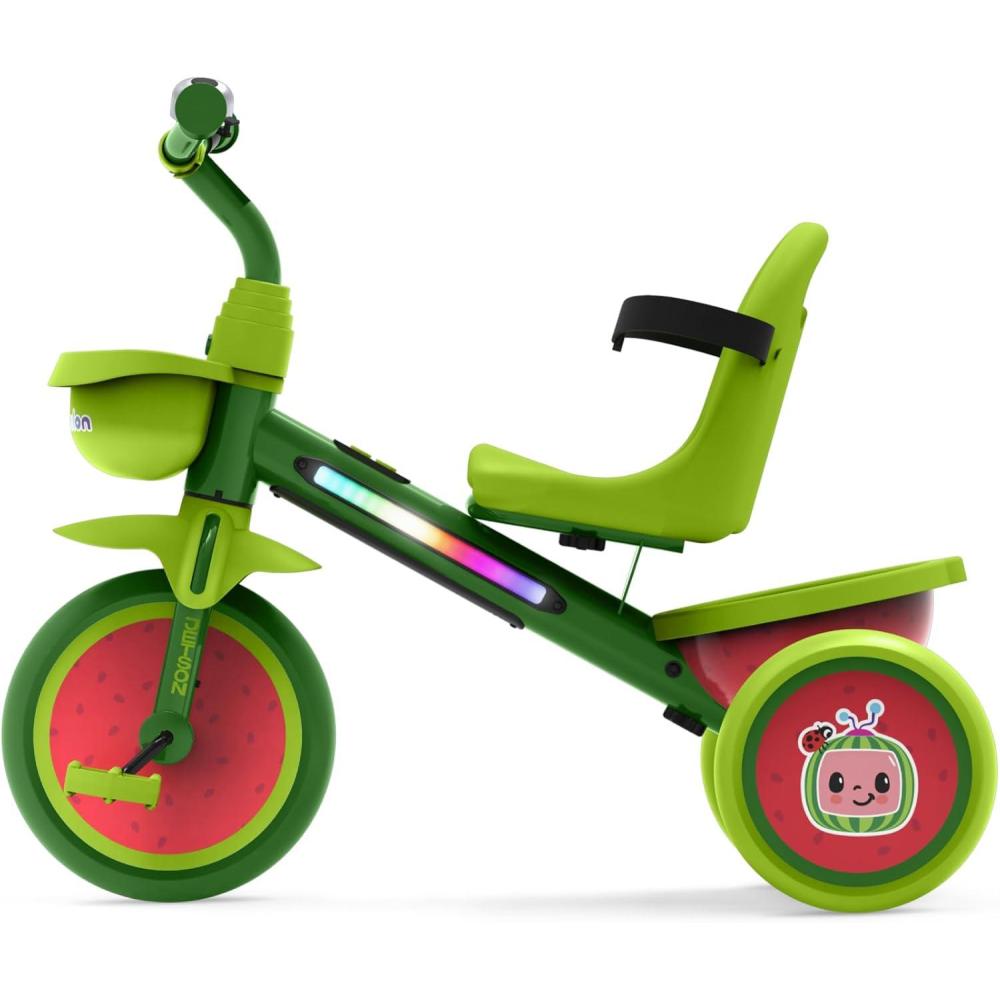 image:imageJetson LightUp Trike Front and Rear Baskets MultiColored LED Lights Seatbelt and BellCocomelon Green
