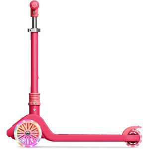 Jetson 3-Wheel Light-Up Kick Scooter, Lights on Stem & Wheels, Height Adjustable Handlebar, Rear Brake, Foldable, Ages 3+(Bloom Pink)