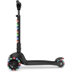 Jetson 3-Wheel Light-Up Kick Scooter, Lights on Stem & Wheels, Height Adjustable Handlebar, Rear Brake, Foldable, Ages 3+(Jupiter Mini Black)
