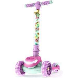 Jetson Character Kids Kick Scooter, LED Lights on Stem & Light-Up Wheels, Lightweight Frame, Height-Adjustable Handlebar, Lean-to-Steer System, Easy-Fold Mechanism(Princess Pink)