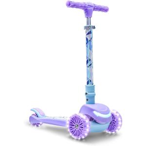 Jetson Character Kids Kick Scooter, LED Lights on Stem & Light-Up Wheels, Lightweight Frame, Height-Adjustable Handlebar, Lean-to-Steer System, Easy-Fold Mechanism(Frozen II)