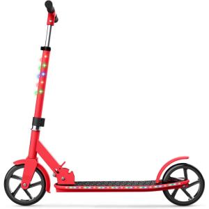 Jetson Jupiter Jumbo 2-Wheel Kick Scooter, Sturdy Wide Deck, Height Adjustable Handlebar, Rear Brake, Easy-Folding Mechanism, 8 inch wheels(Jupiter Jumbo Red)