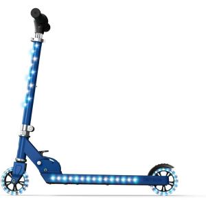 Jetson Jupiter Kids 2-Wheel Light-Up Kick Scooter, LED Lights on Handlebar, Stem, Wheels & Deck, Adjustable Handlebar, Rear Brake, Easy-Folding Mechanism, Ages 5+(Jupiter Blue)