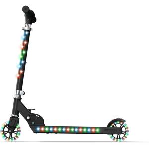 Jetson Jupiter Kids 2-Wheel Light-Up Kick Scooter, LED Lights on Handlebar, Stem, Wheels & Deck, Adjustable Handlebar, Rear Brake, Easy-Folding Mechanism, Ages 5+(Jupiter Black)