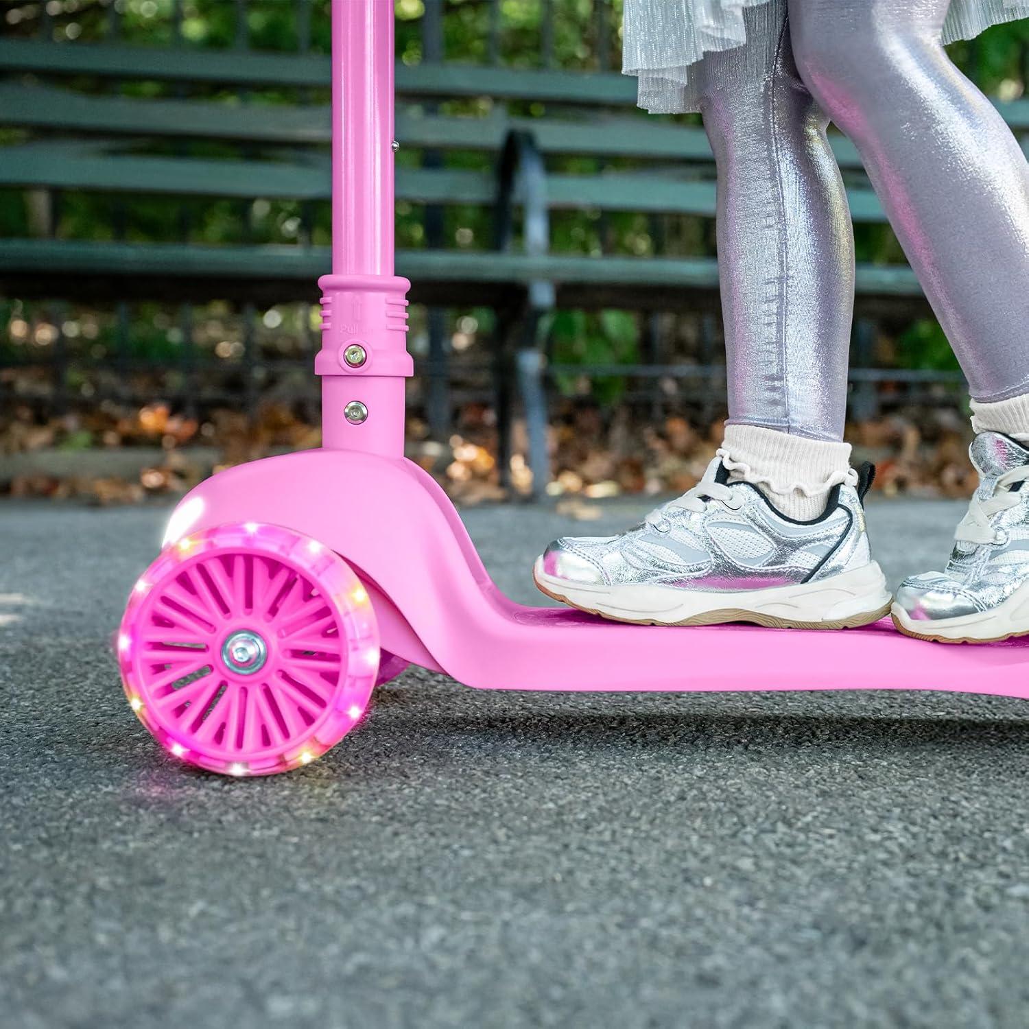 image:imageJetson 3Wheel LightUp Kick Scooter Lights on Stem amp Wheels Height Adjustable Handlebar Rear Brake Foldable Ages 3Pink
