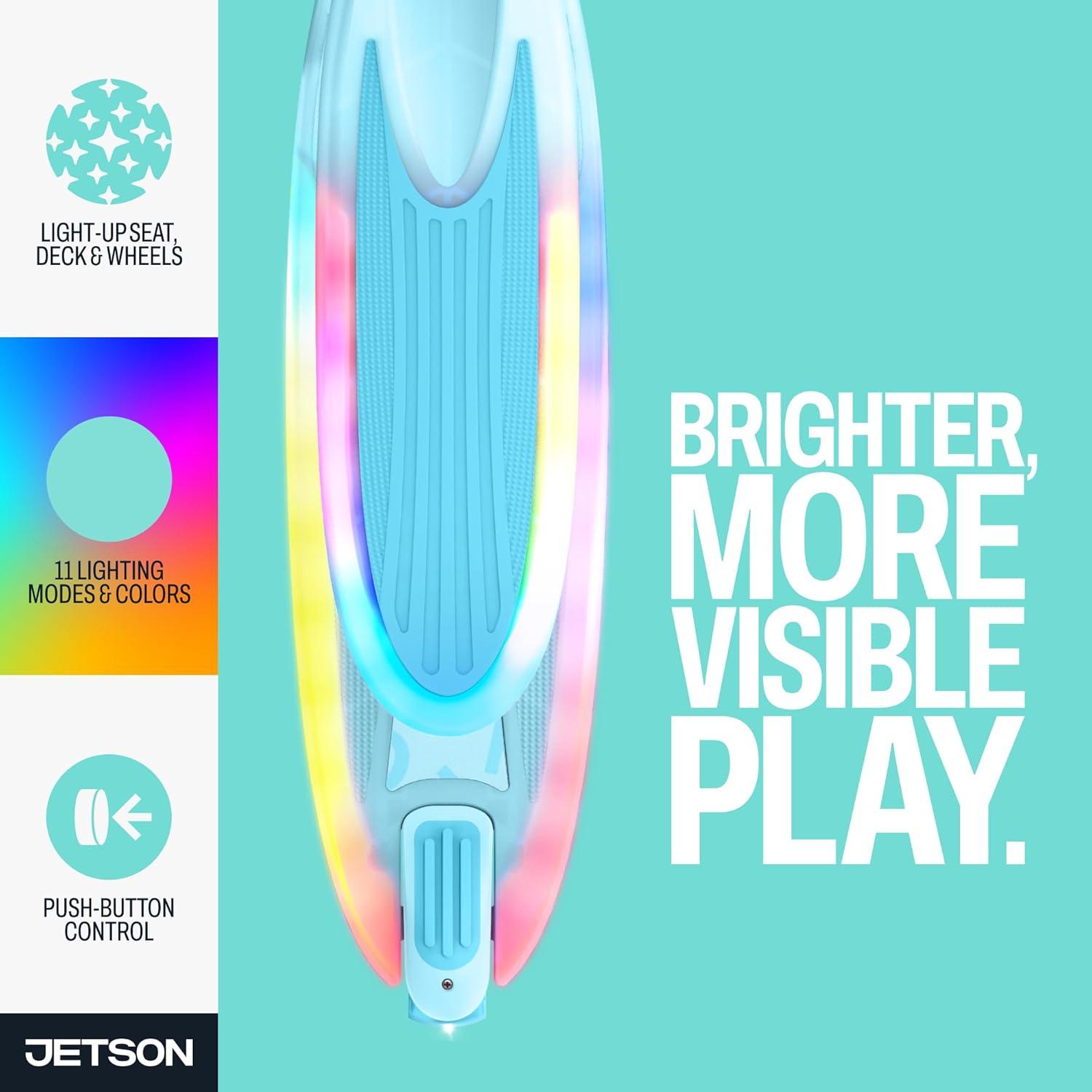 image:imageJetson Aria 2in1 Kick Scooter Convertible Seated RideOn and Standing 3Wheel Scooter for Kids and Preschoolers LED LightUp Deck and Seat Adjustable Height Ages 2 to 4 Blue