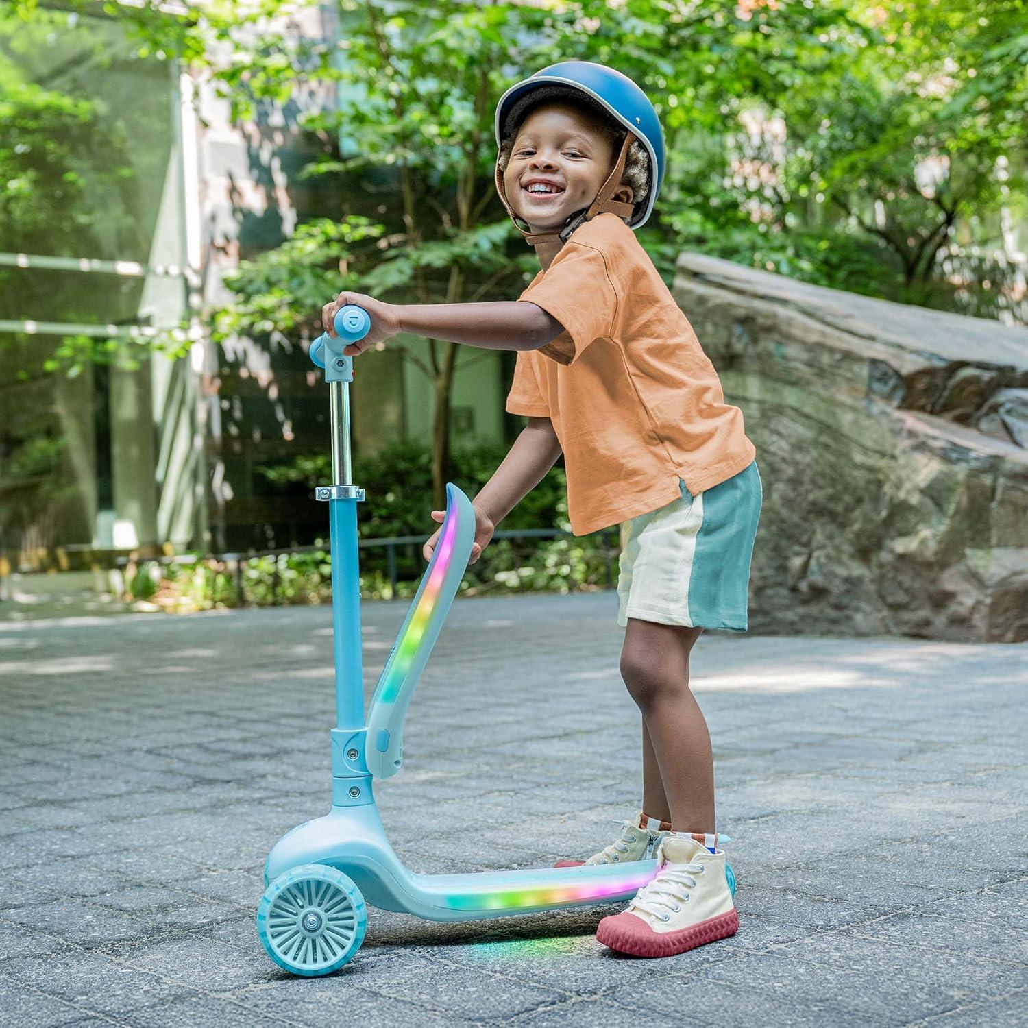 image:imageJetson Aria 2in1 Kick Scooter Convertible Seated RideOn and Standing 3Wheel Scooter for Kids and Preschoolers LED LightUp Deck and Seat Adjustable Height Ages 2 to 4 Blue