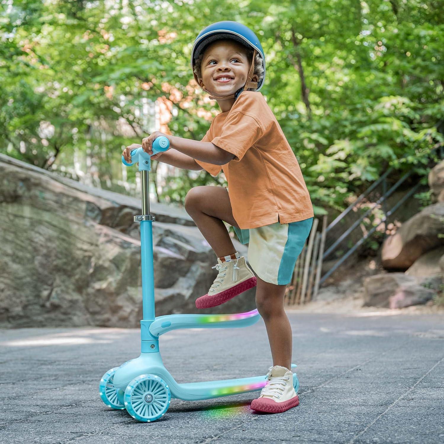 image:imageJetson Aria 2in1 Kick Scooter Convertible Seated RideOn and Standing 3Wheel Scooter for Kids and Preschoolers LED LightUp Deck and Seat Adjustable Height Ages 2 to 4 Blue