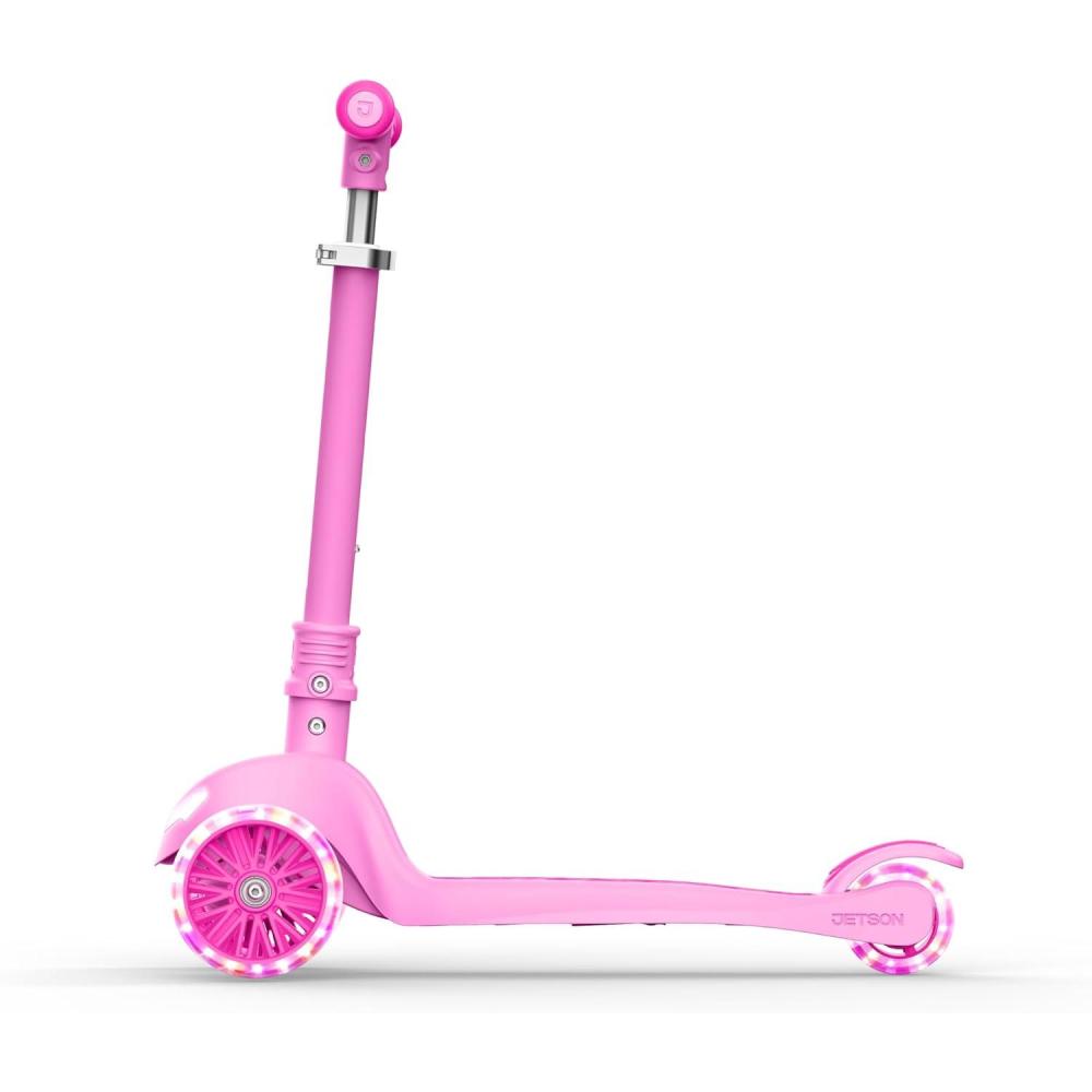 image:imageJetson 3Wheel LightUp Kick Scooter Lights on Stem amp Wheels Height Adjustable Handlebar Rear Brake Foldable Ages 3Pink