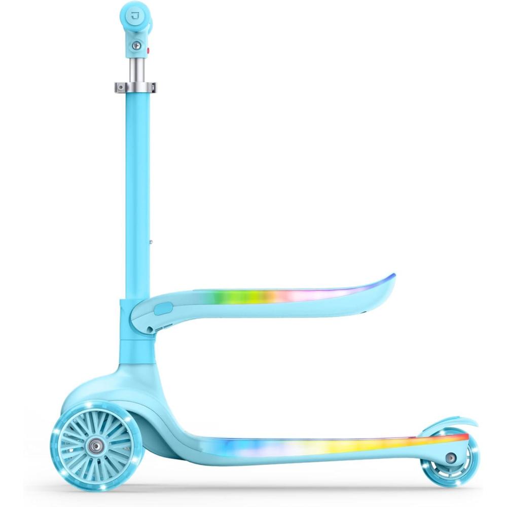 image:imageJetson Aria 2in1 Kick Scooter Convertible Seated RideOn and Standing 3Wheel Scooter for Kids and Preschoolers LED LightUp Deck and Seat Adjustable Height Ages 2 to 4 Blue