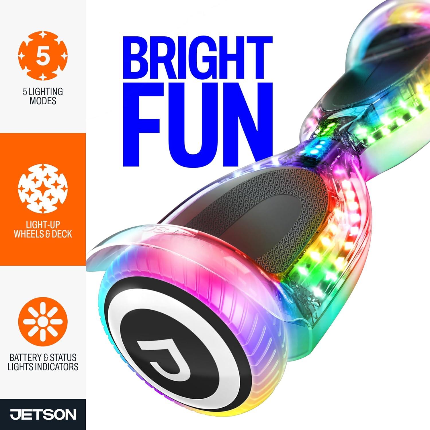 image:imageJetson Pixel Hoverboard LightUp Hoverboard with Internal LED Lights Builtin Bluetooth Speaker Up to 9 Mph Ages 12