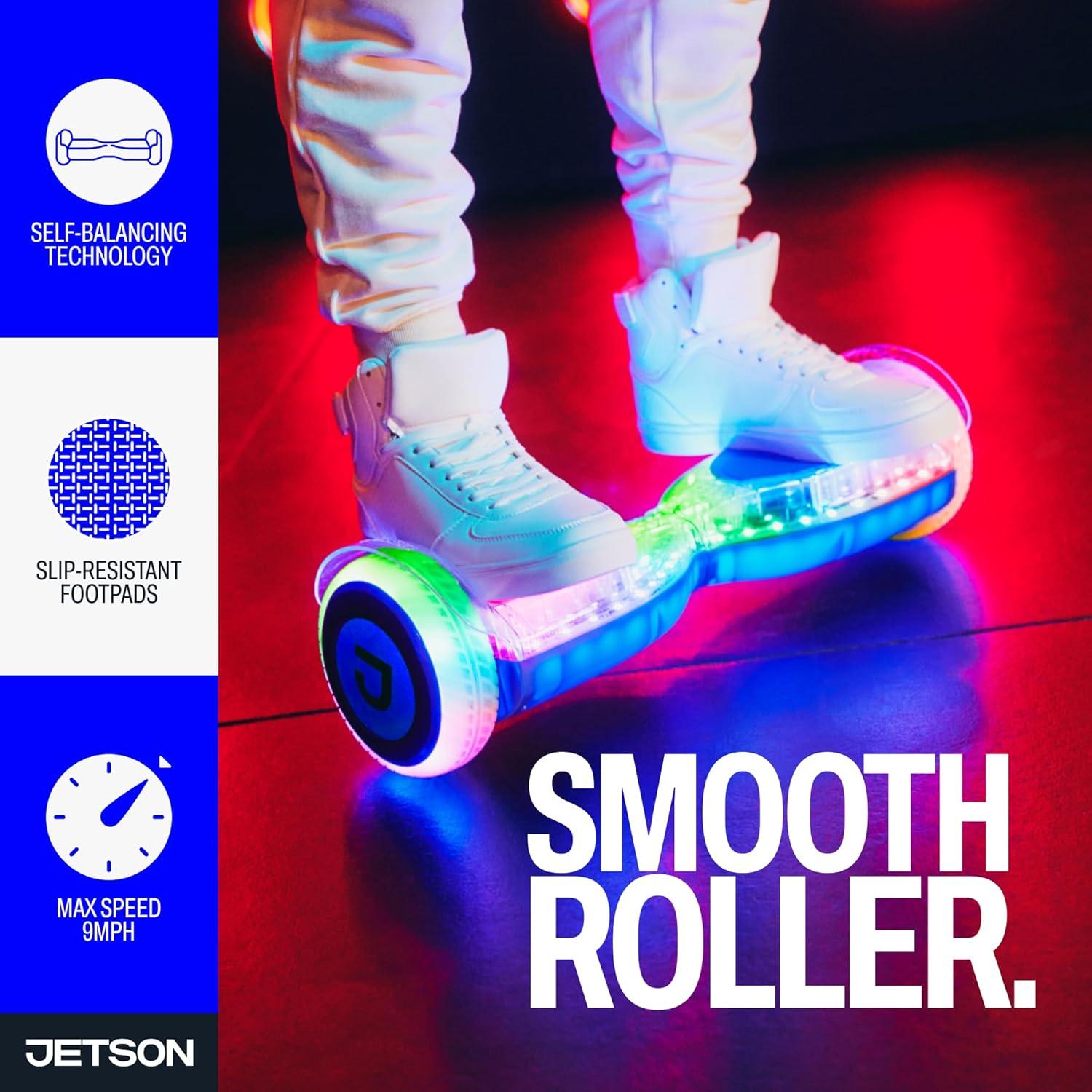 image:imageJetson Pixel Hoverboard LightUp Hoverboard with Internal LED Lights Builtin Bluetooth Speaker Up to 9 Mph Ages 12