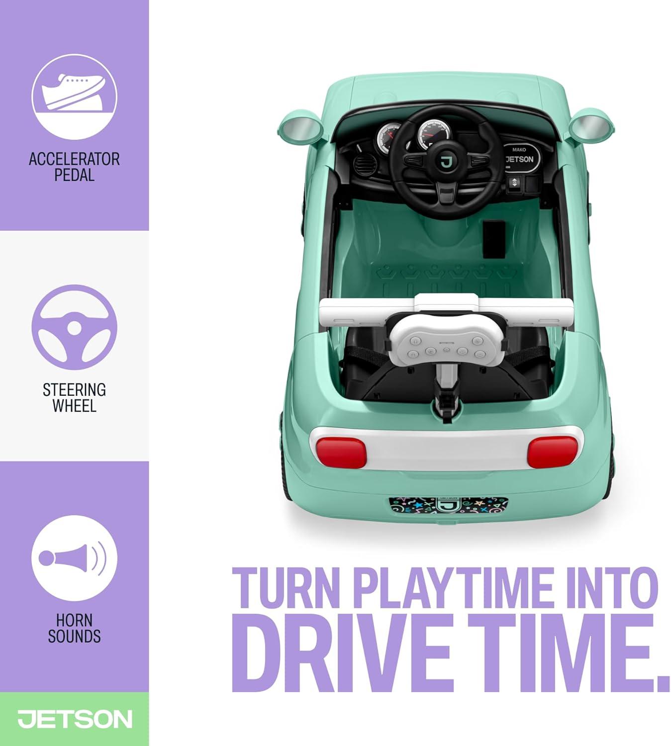 image:imageJetson Mako Kids Electric Motor Assist Push Car 3 Modes Push Drive or Remote Control Top Speed of 3 mph Seatbelt Headlights Recommended Ages 24 Years